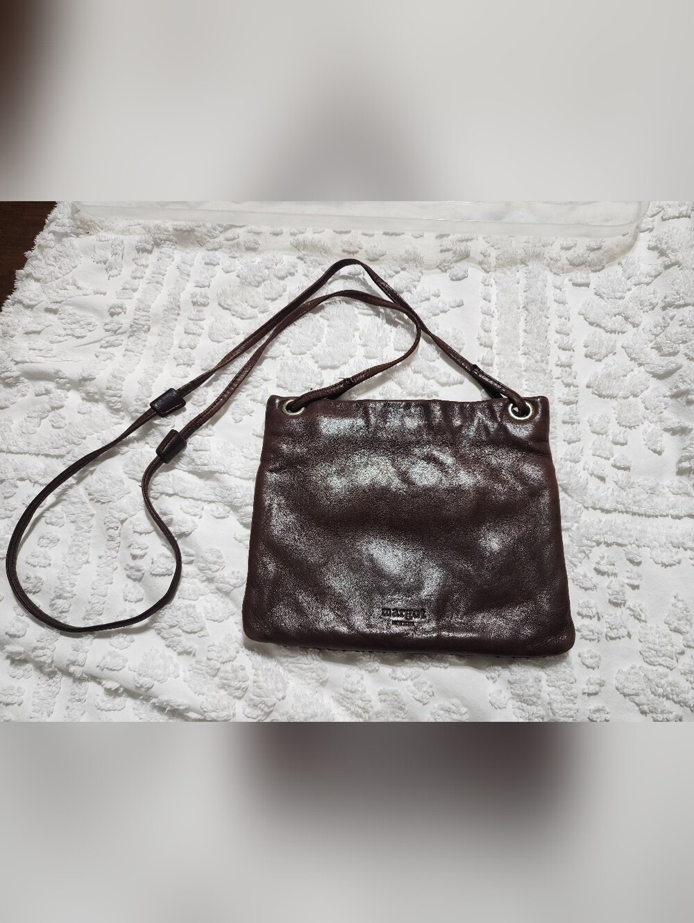 Margot Classic Woven Crossbody Bag in Dark Brown, Buttery Soft - Picture 6 of 7